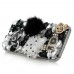 Samsung Galaxy S7 Edge - Luxury Handmade Bling Bling 3D Rhinestone Crystal Flury Protective Hard Clear Phone Cover Case - Black Puffer Ball